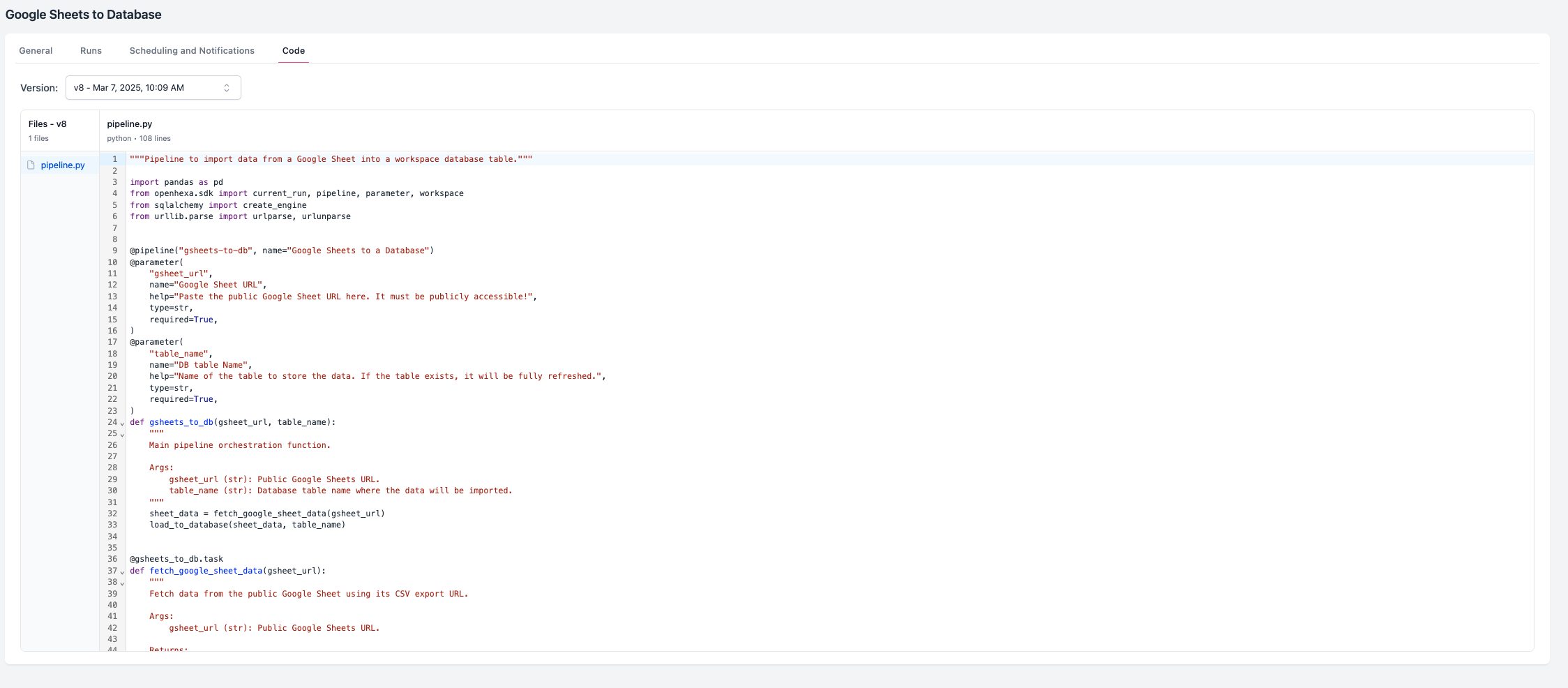 Code Management Interface