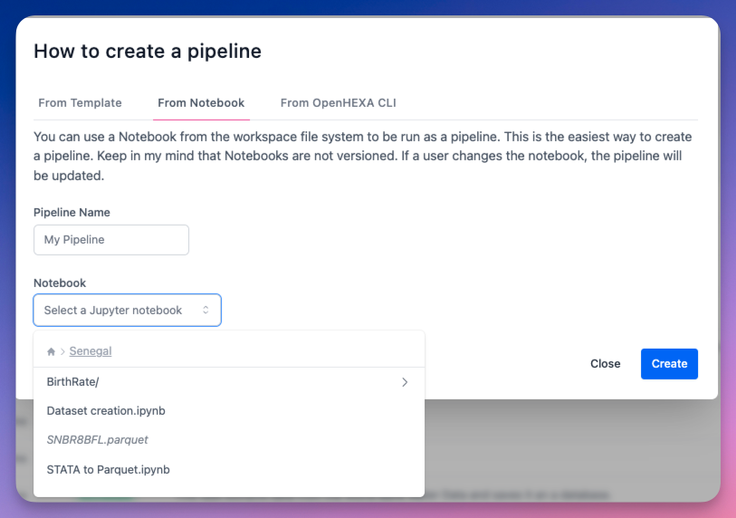 Creating Pipeline from Notebook
