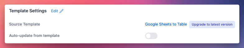 Update from template