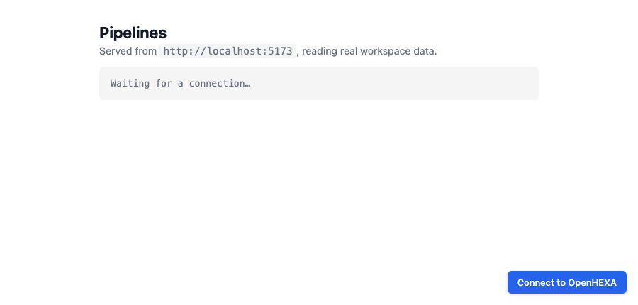 The Connect to OpenHEXA button on a local page