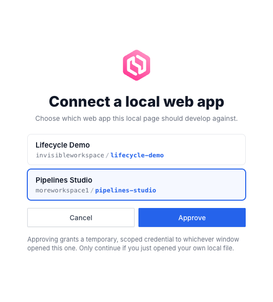 Choosing which web app to develop against